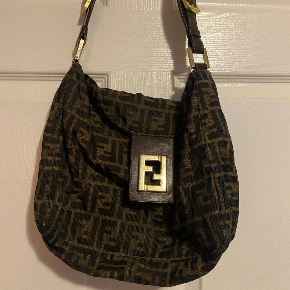 Vintage Fendi Black and Brown Monogram Shoulder Bag - Picture 10 of 15